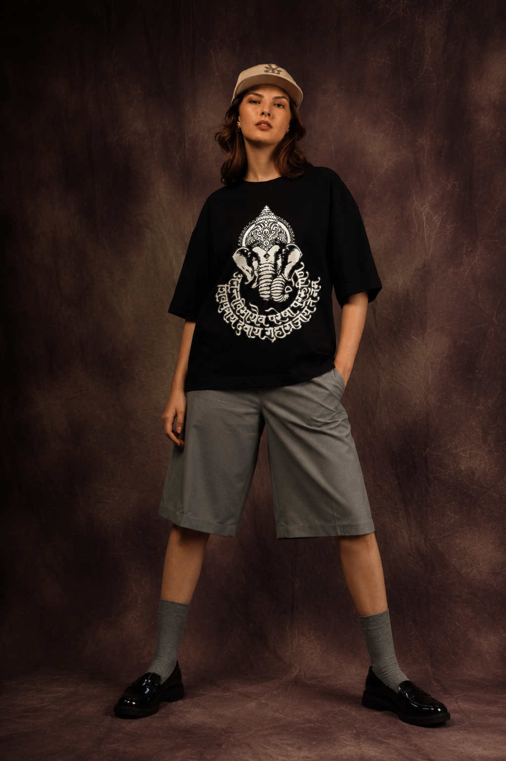 Shree Ganeshaya Namah Oversized Printed T-Shirt – 240 GSM Premium Streetwear by Dhaaga Beats