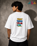 Stay Positive Oversized Embroidered T-Shirt – Premium White Streetwear Tee | Dhaaga Beats