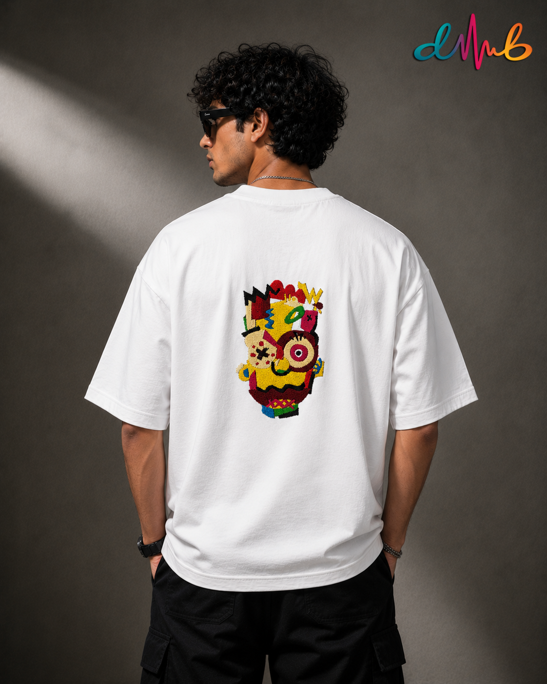 Abstract Soul Oversized Embroidered T-Shirt – White | Premium Streetwear by Dhaaga Beats