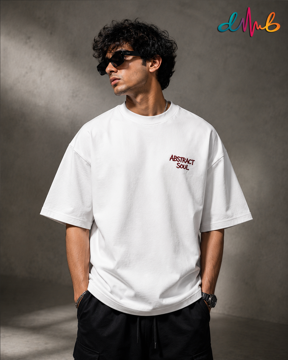 Abstract Soul Oversized Embroidered T-Shirt – White | Premium Streetwear by Dhaaga Beats