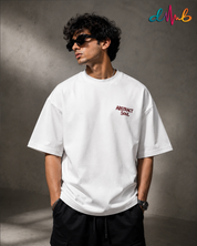 Abstract Soul Oversized Embroidered T-Shirt – White | Premium Streetwear by Dhaaga Beats