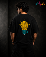 Glow On Oversized Premium Embroidered T-Shirt – Black
