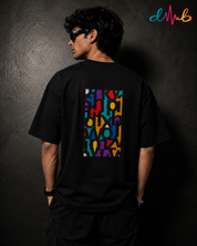 TYPO CHAOS Oversized Embroidered Black T-Shirt – Premium Streetwear by Dhaaga Beats