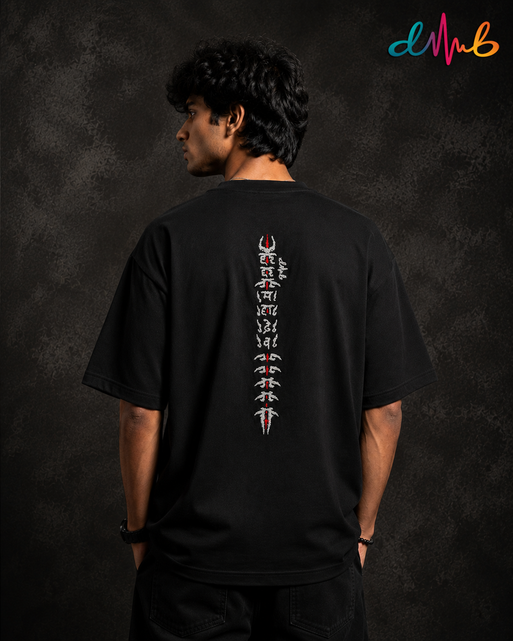 Mahadev Om Oversized Embroidered Black T-Shirt – Premium Spiritual Streetwear by Dhaaga Beats