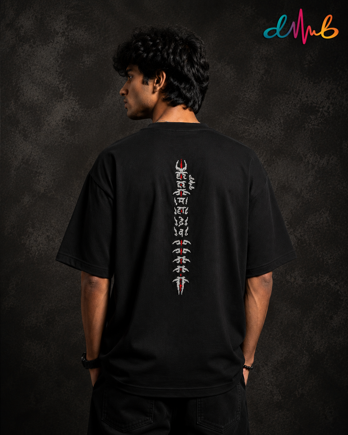Mahadev Om Oversized Embroidered Black T-Shirt – Premium Spiritual Streetwear by Dhaaga Beats