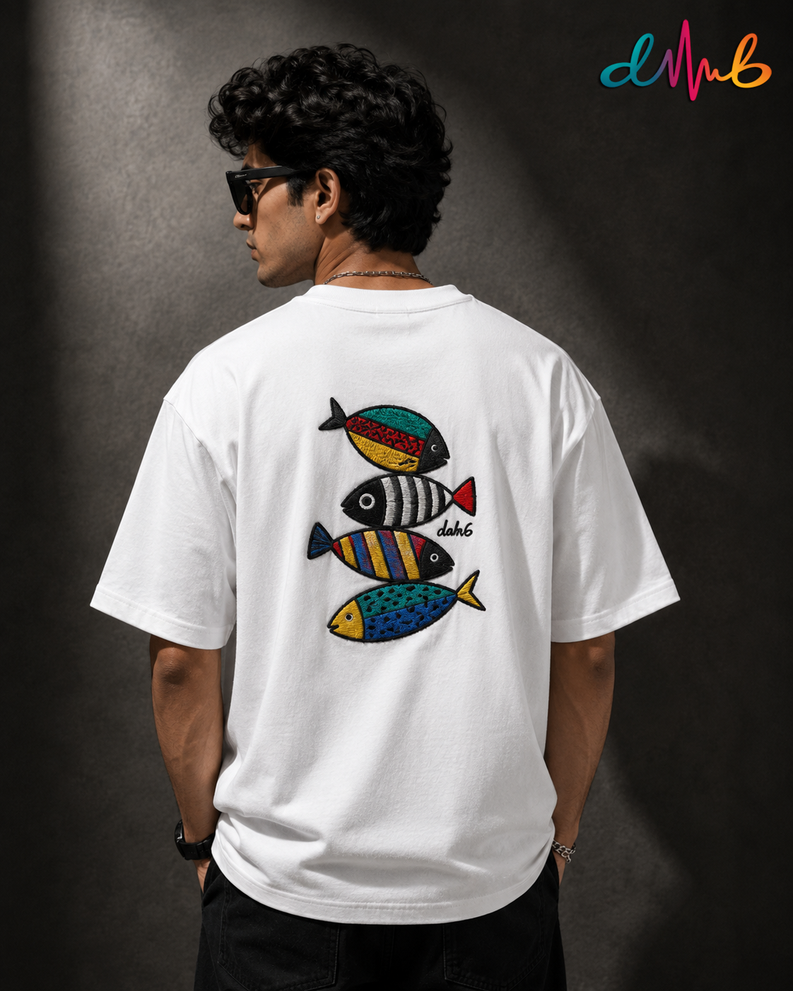 GO WITH THE FLOW Oversized Embroidered T-Shirt – Premium White Streetwear Tee