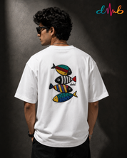 GO WITH THE FLOW Oversized Embroidered T-Shirt – Premium White Streetwear Tee