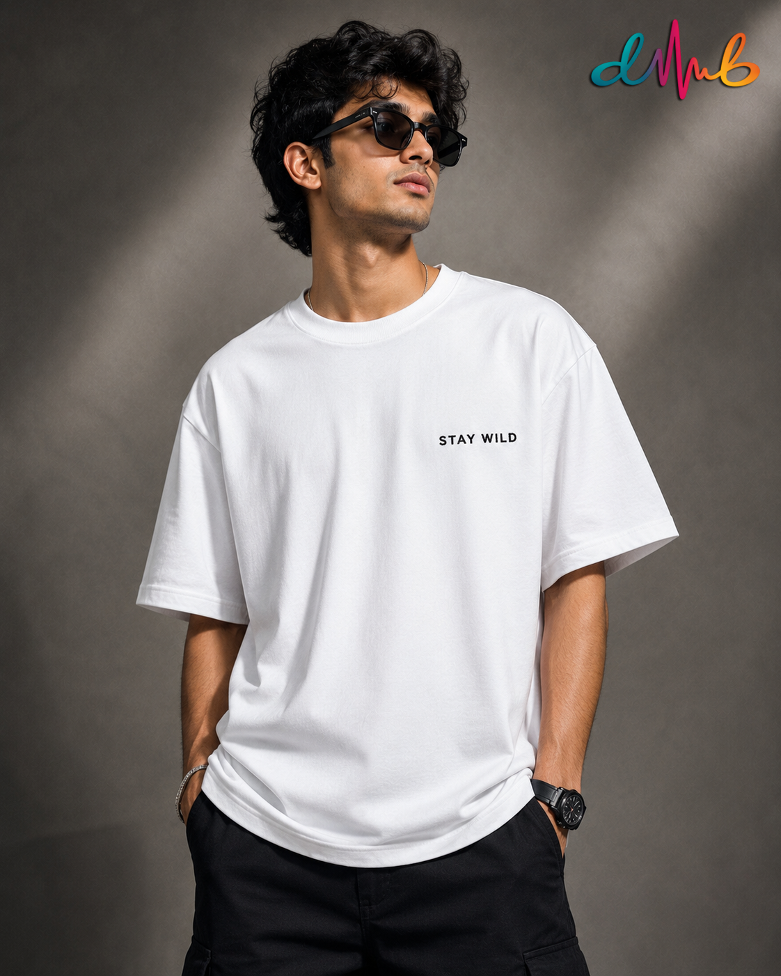 STAY WILD Oversized Embroidered T-Shirt – Premium Streetwear Cotton Tee