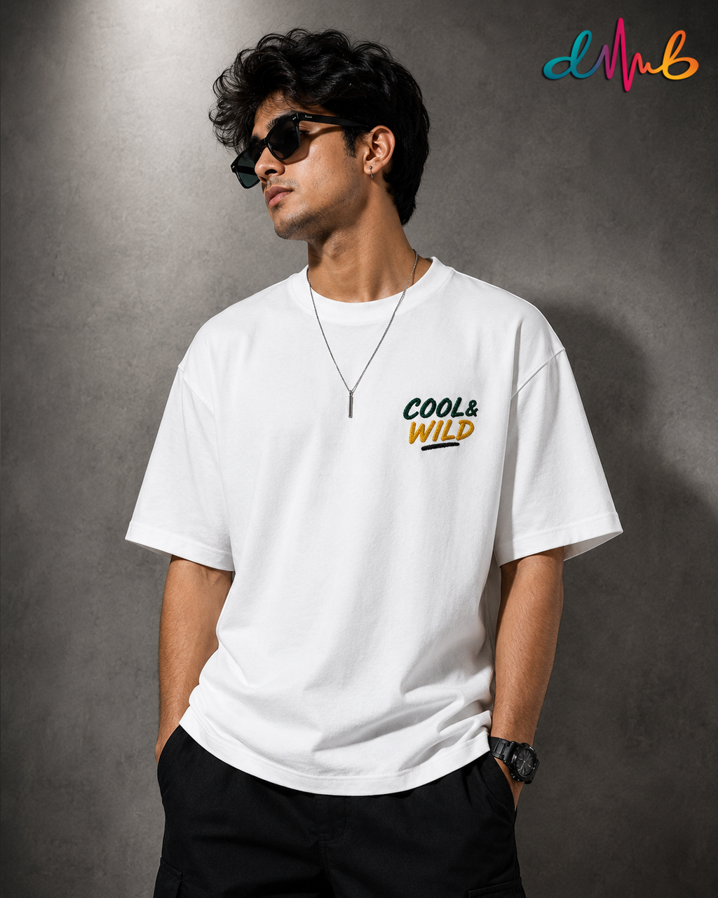 Dhaaga Beats COOL & WILD Oversized Embroidered T-Shirt – Premium Streetwear Cotton Tee