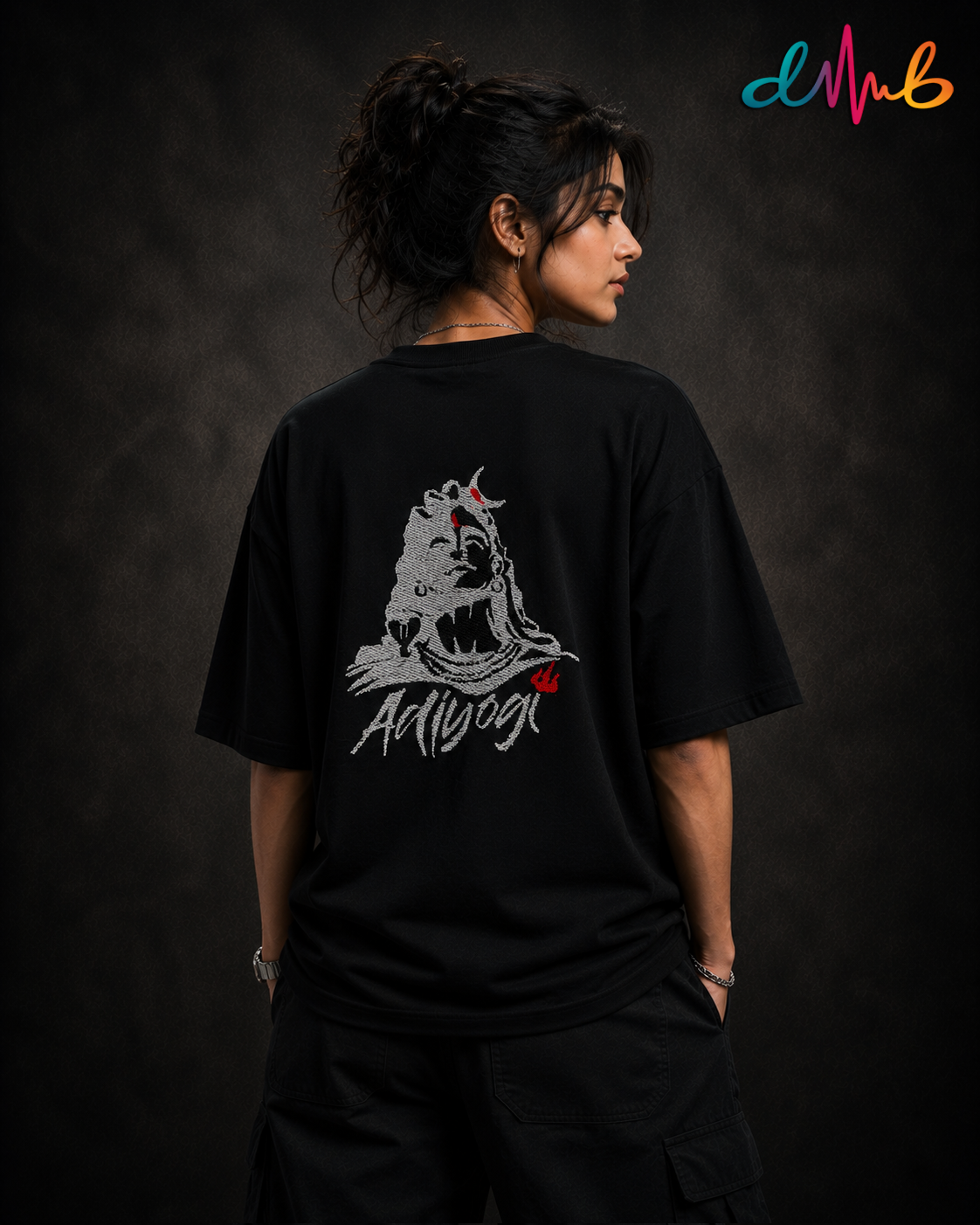 Adiyogi 🔱 Oversized Embroidered T-Shirt – Premium Black Streetwear