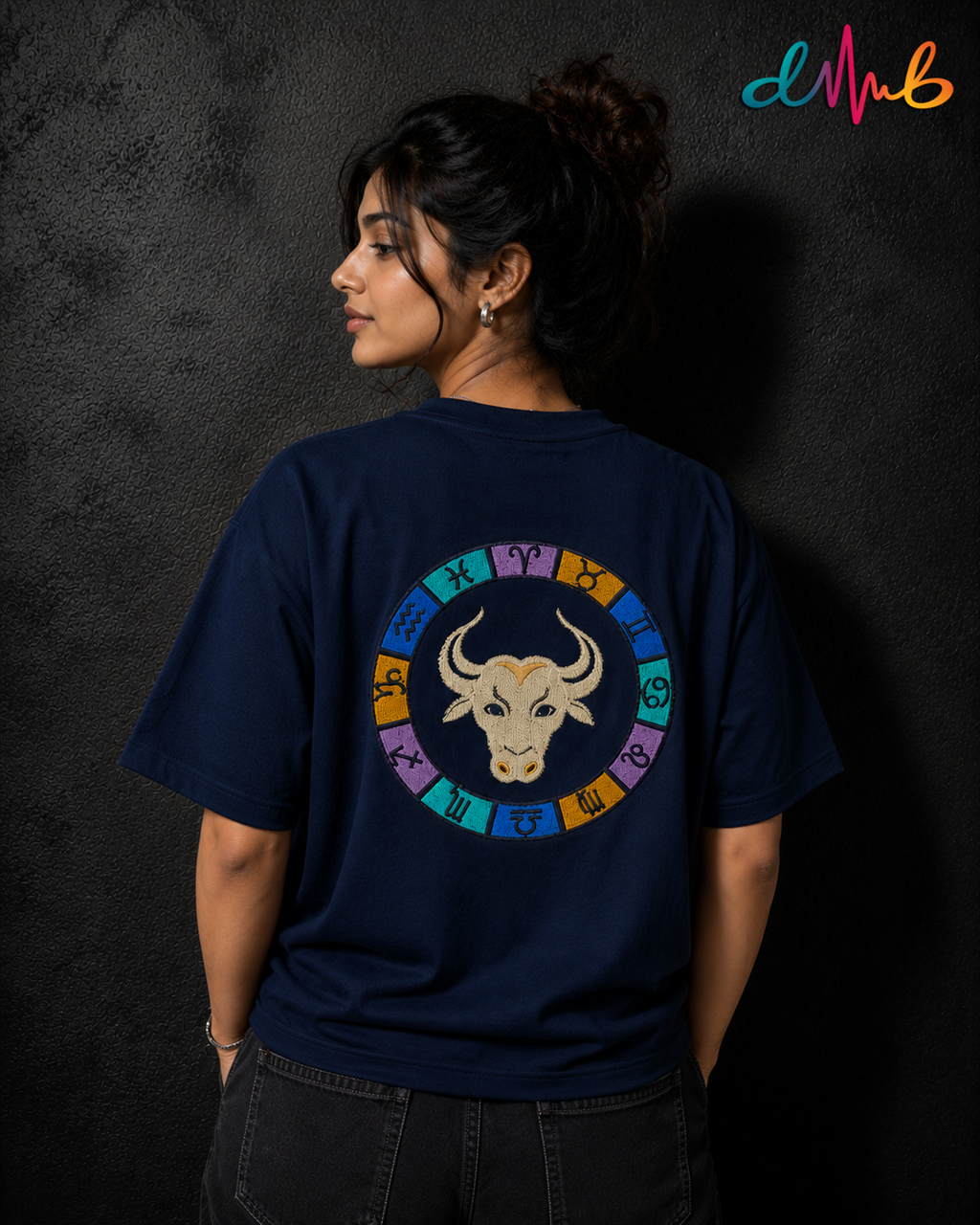 Taurus Zodiac Energy Oversized Embroidered T-Shirt – Premium Streetwear Tee | Dhaaga Beats