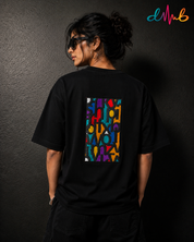 TYPO CHAOS Oversized Embroidered Black T-Shirt – Premium Streetwear by Dhaaga Beats