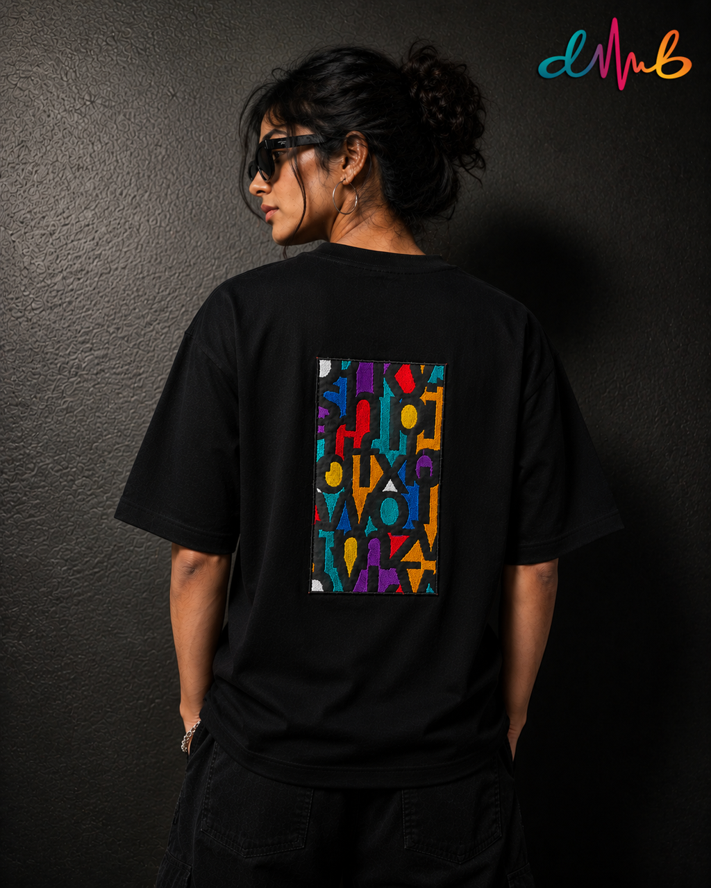 TYPO CHAOS Oversized Embroidered Black T-Shirt – Premium Streetwear by Dhaaga Beats