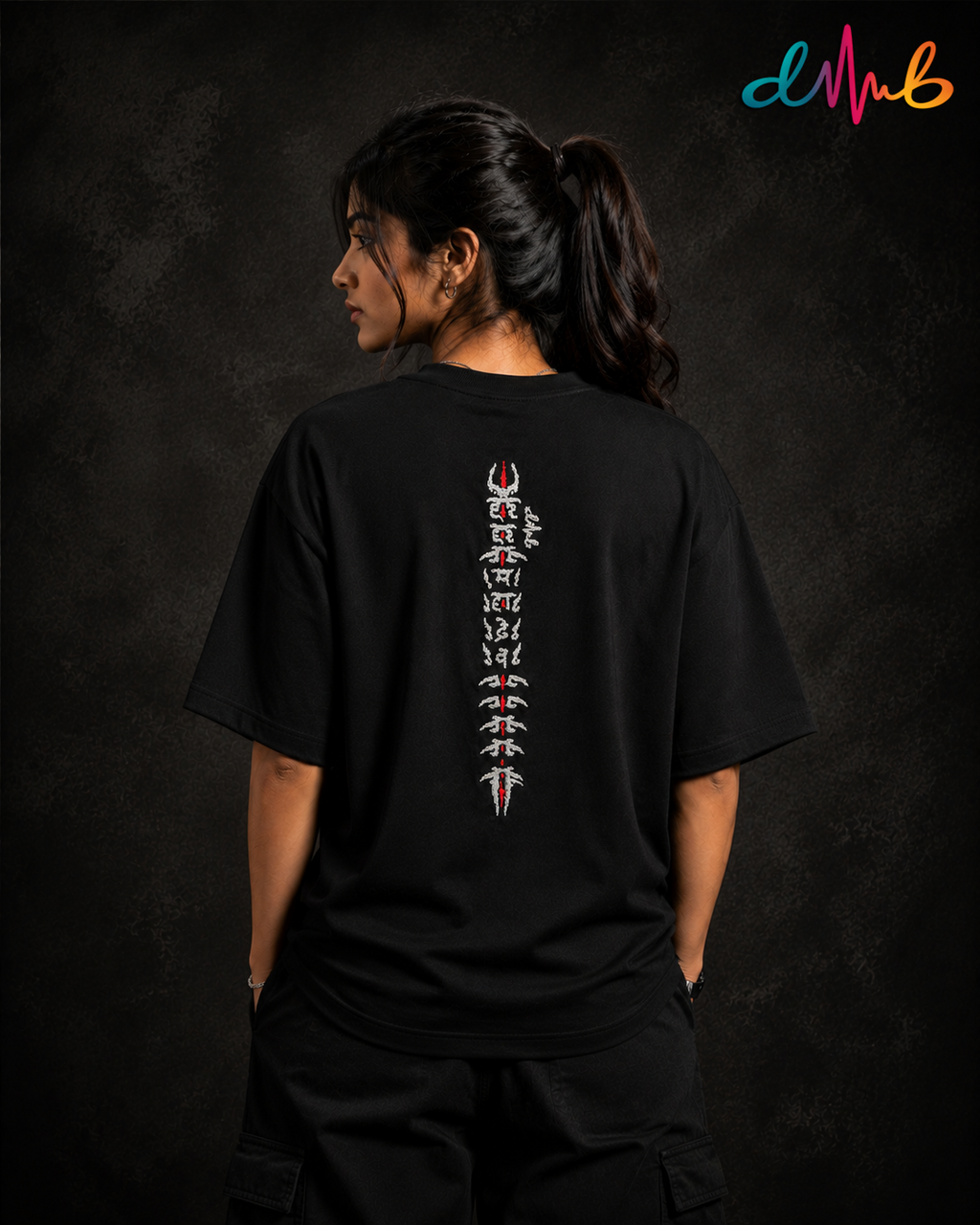 Mahadev Om Oversized Embroidered Black T-Shirt – Premium Spiritual Streetwear by Dhaaga Beats
