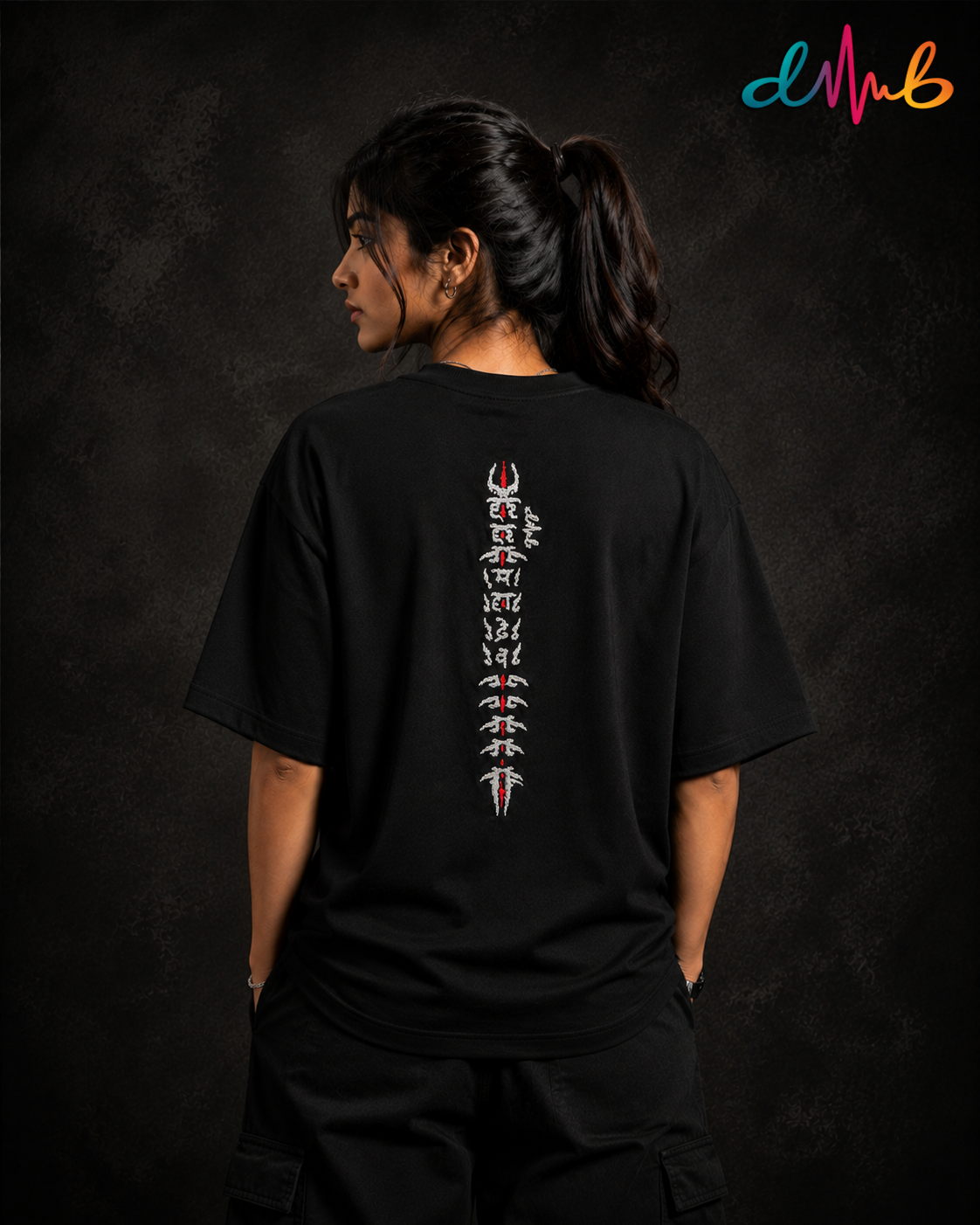 Mahadev Om Oversized Embroidered Black T-Shirt – Premium Spiritual Streetwear by Dhaaga Beats