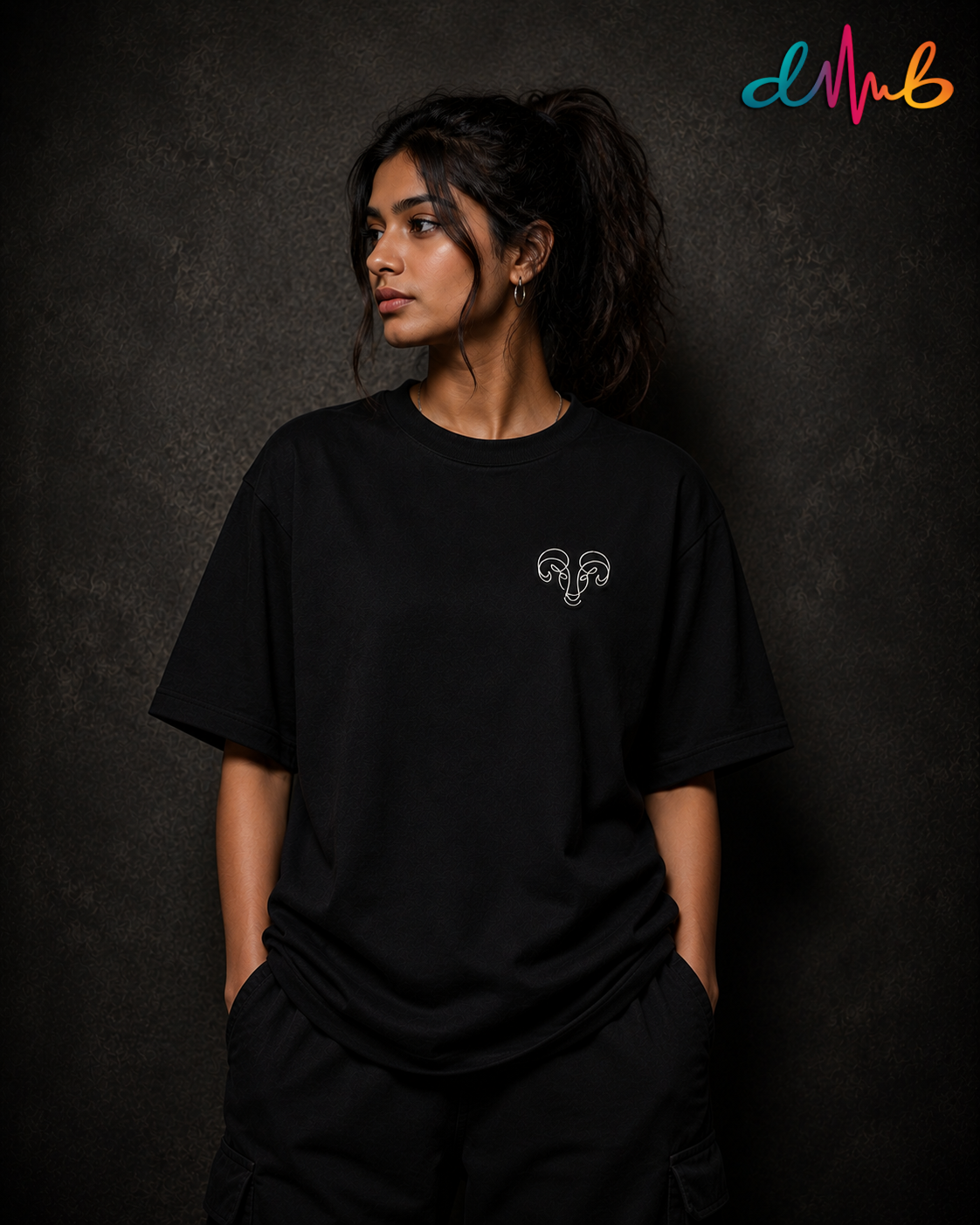 Aries Zodiac Oversized Embroidered T-Shirt – Premium Black Streetwear Tee | Dhaaga Beats