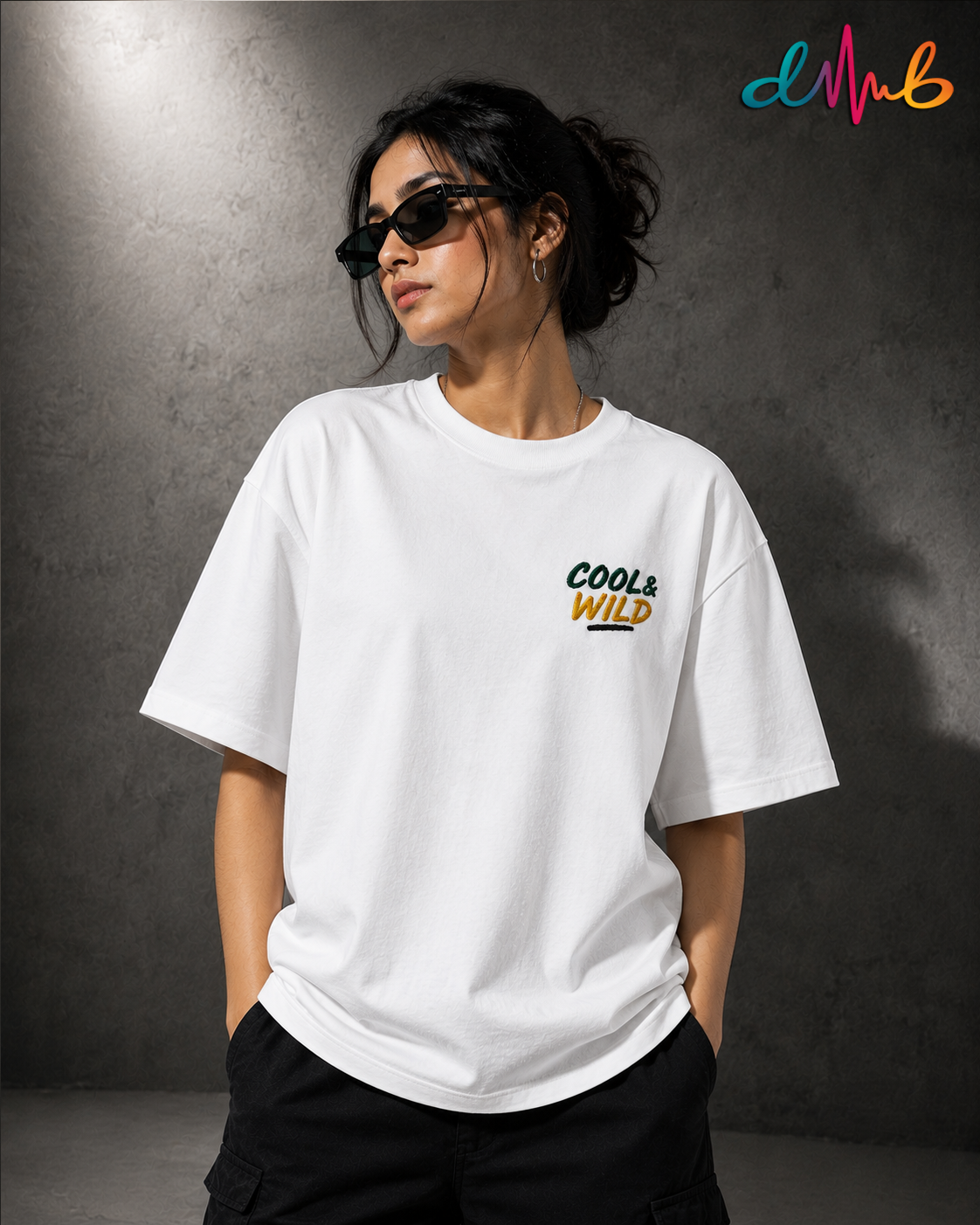 Dhaaga Beats COOL & WILD Oversized Embroidered T-Shirt – Premium Streetwear Cotton Tee