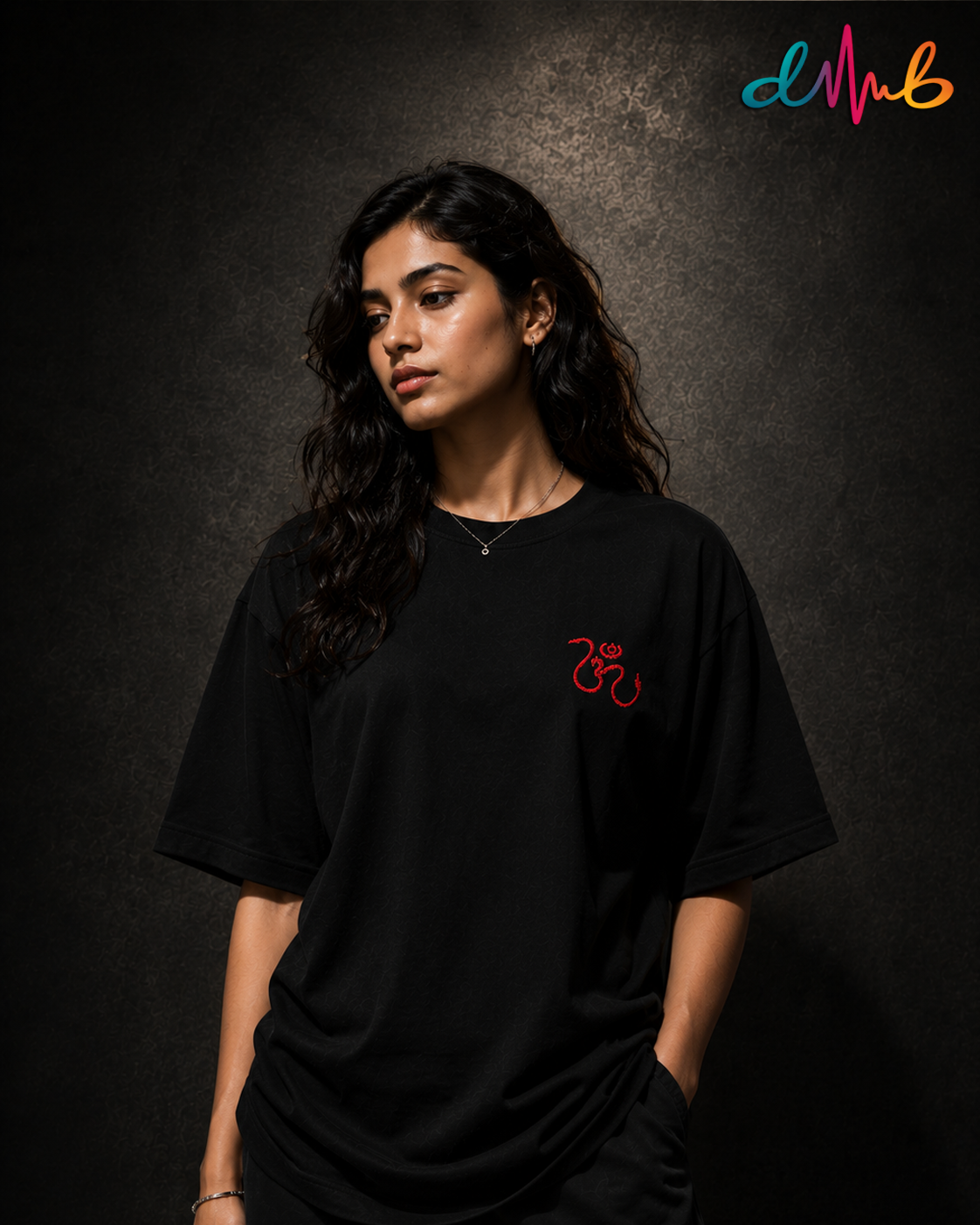 Ganesh Vakratunda Maha kaya Oversized Embroidered Black T-Shirt – Premium Spiritual Streetwear by Dhaaga Beats