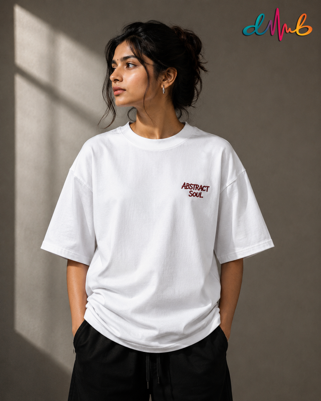 Abstract Soul Oversized Embroidered T-Shirt – White | Premium Streetwear by Dhaaga Beats